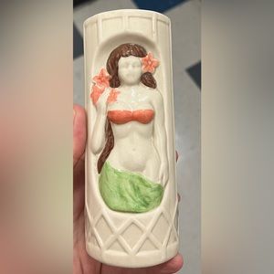 Vintage tiki bar hula girl cocktail glass